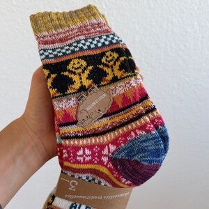 NWT Wool Winter Socks Patterned Design Made in China Bought in France Size 6-8 W